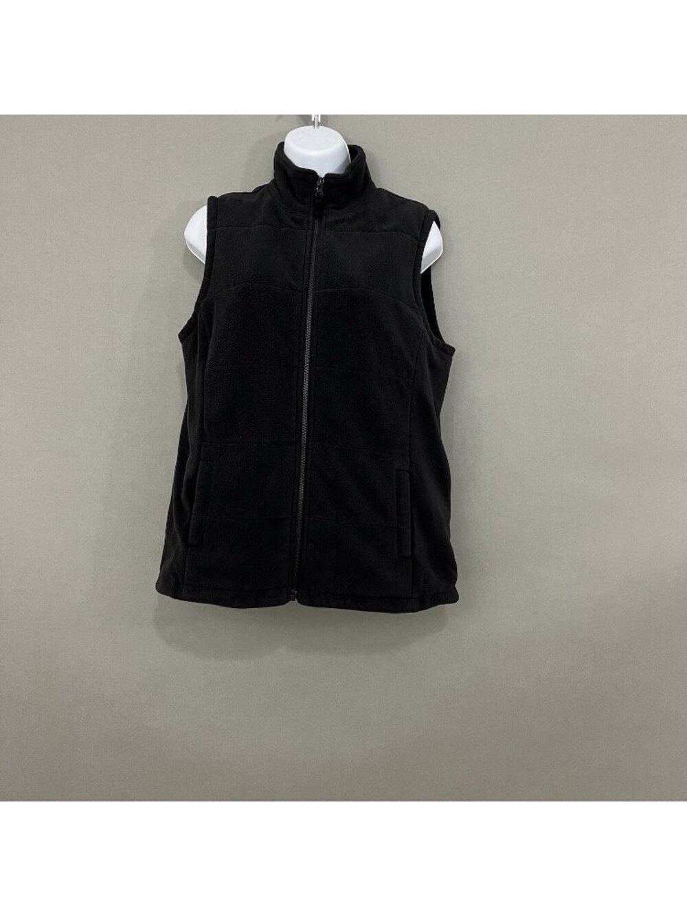 Lands End Black Fleece Full Zip Vest